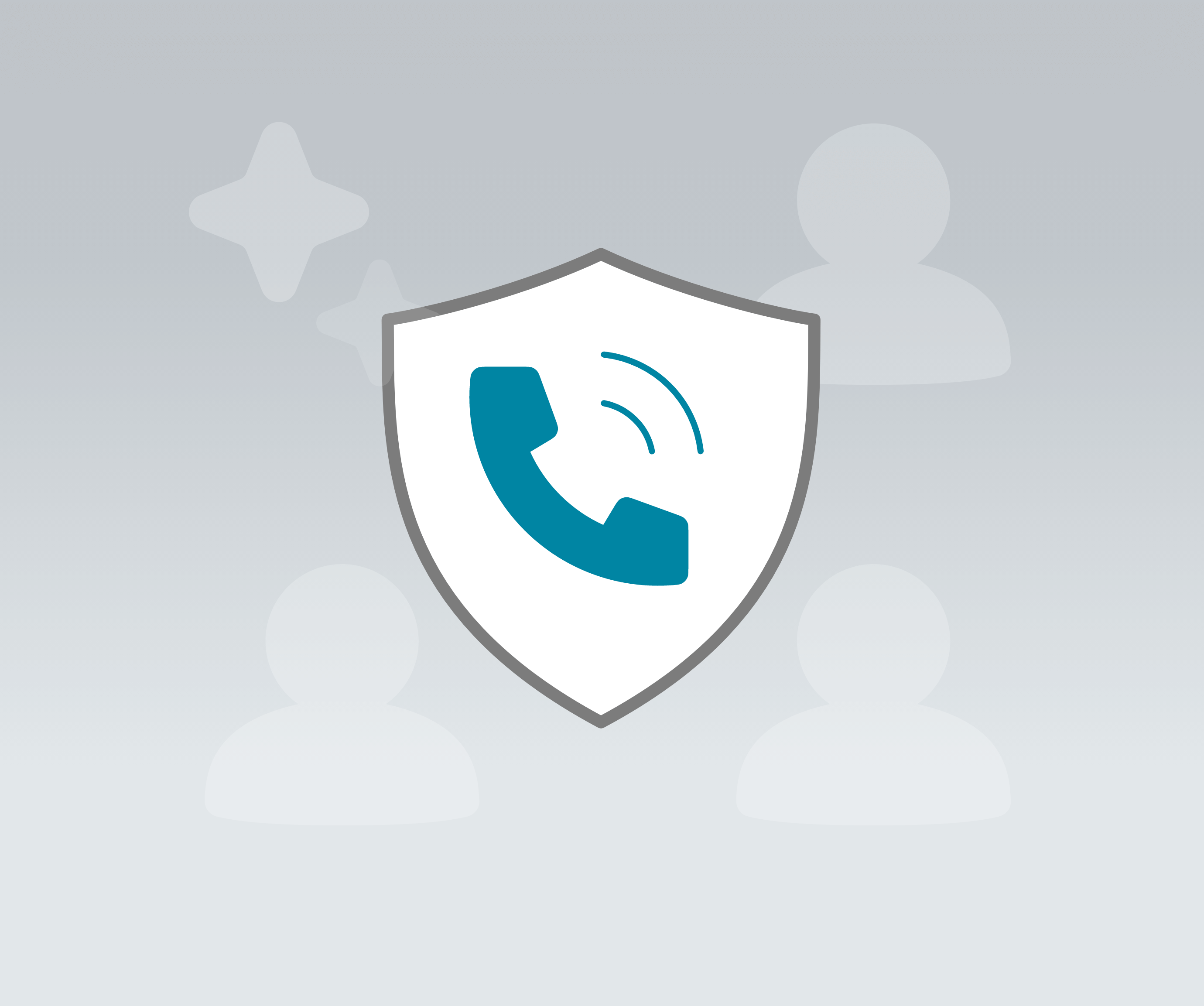 Sköld med blå telefonikon – symbol för telefoni, växellösningar och kommunikation