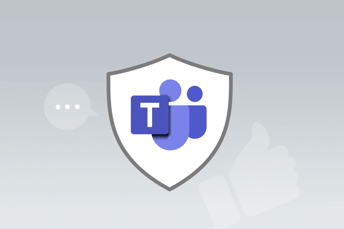 Illustration av en sköld med Microsoft Teams-logotyp – symbol för tryggt samarbete i Microsoft 365.