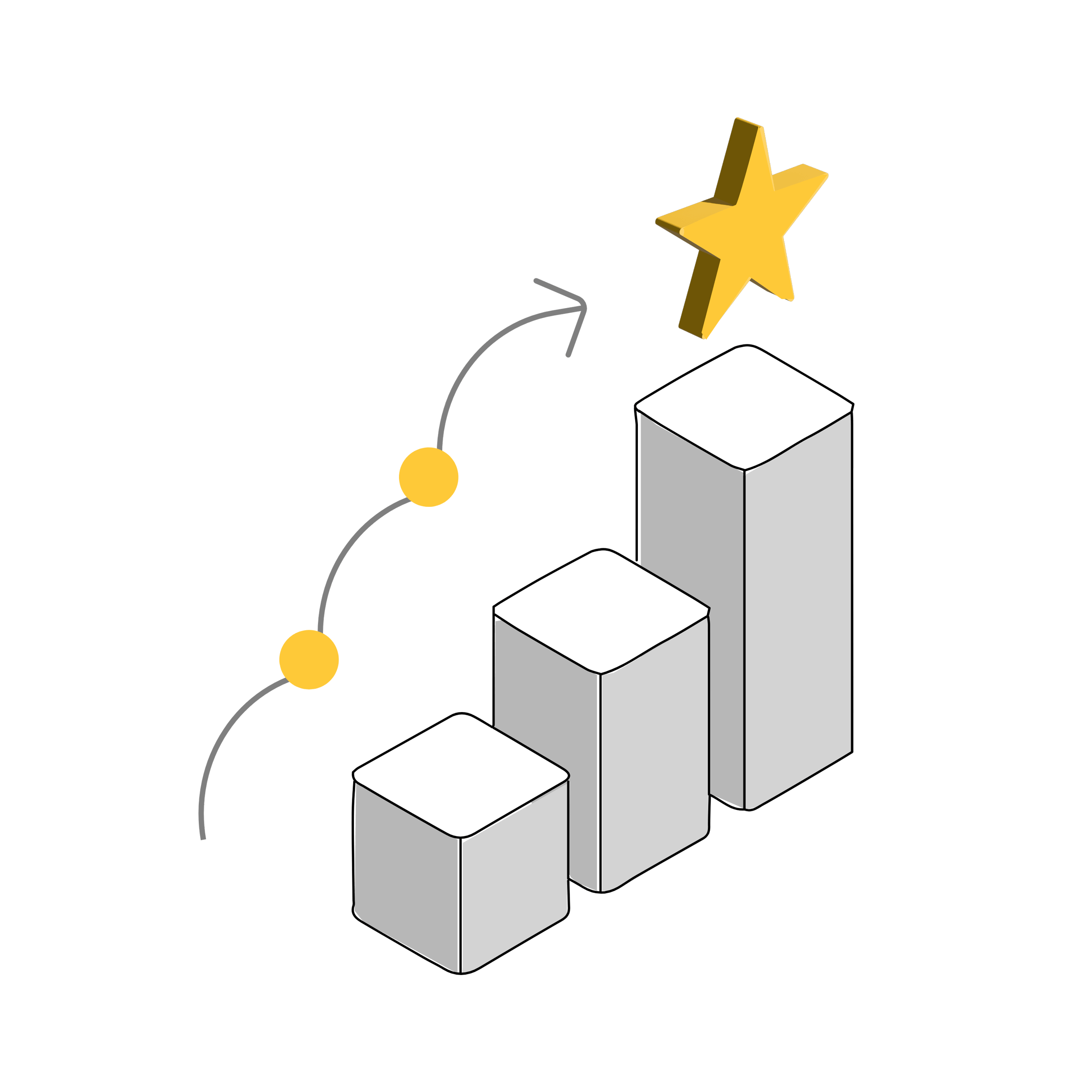 Illustration med tre trappsteg och en stjärna som symboliserar utveckling och lärande.